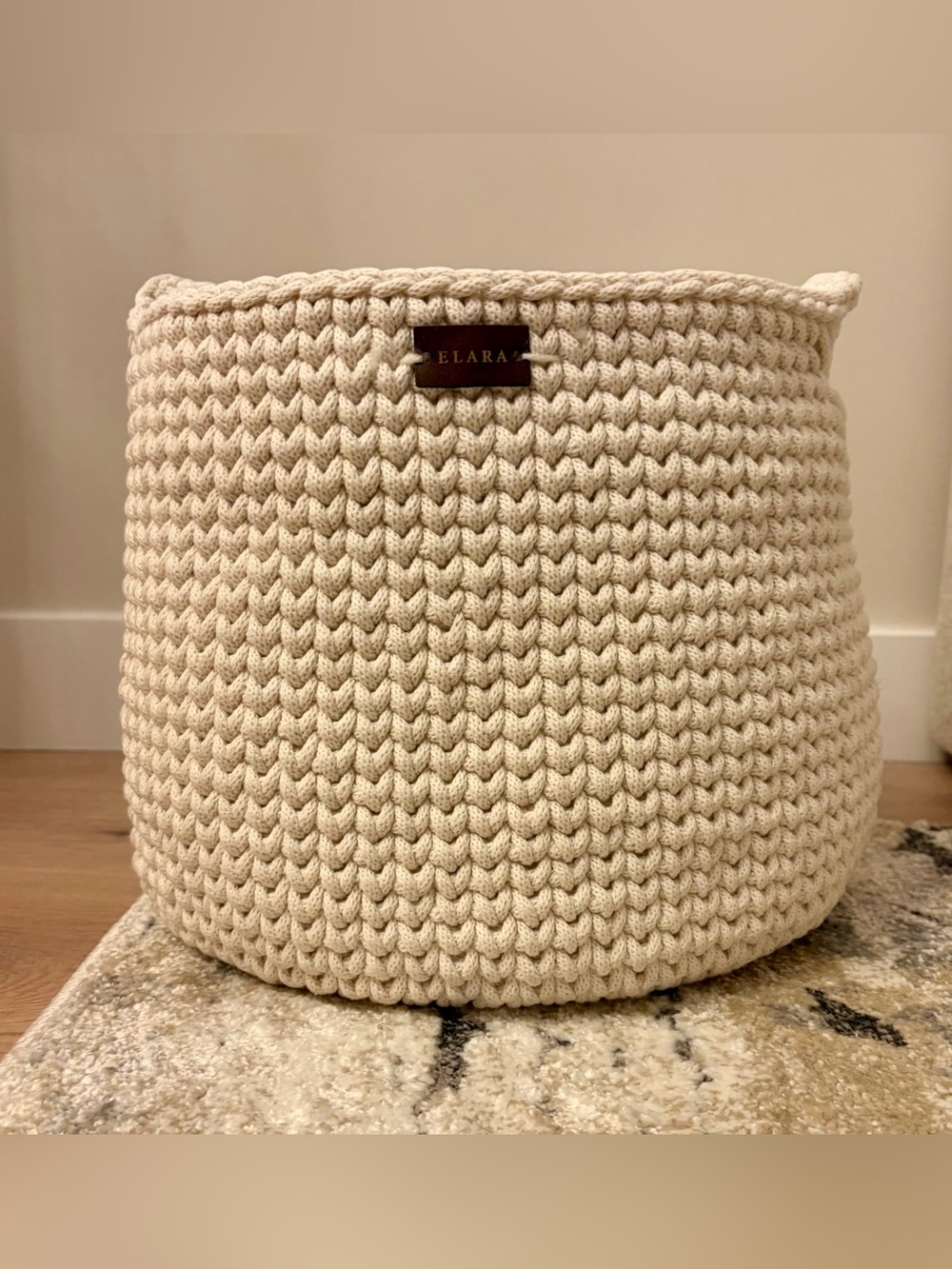 ELARA Handmade Cozy Storage Basket - Cream